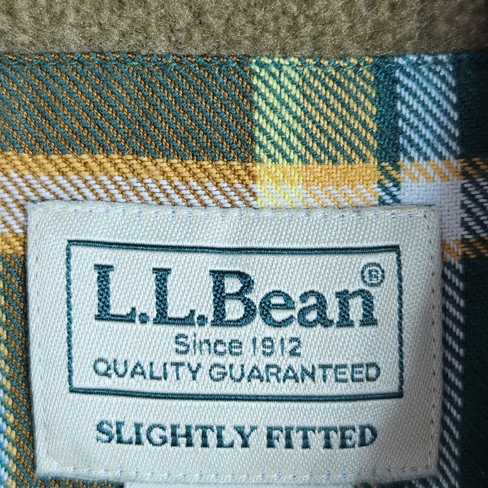LL Bean Fleece Lined Flannel Shirt Mens XXL Allspice Plaid Snap Front Fitted NEW - Picture 3 of 10